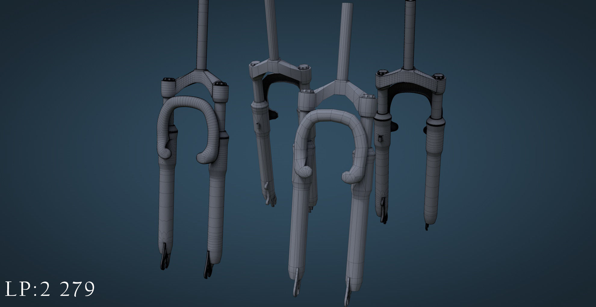 Bicycle mountain bike Low-poly 3D model_24