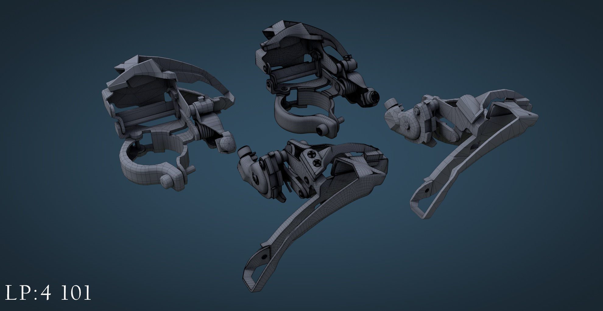 Bicycle mountain bike Low-poly 3D model_18