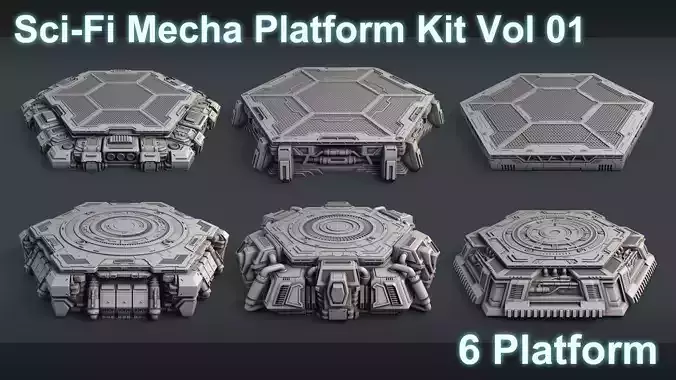 Sci-Fi Mecha Platform Kit Vol 01 3D model