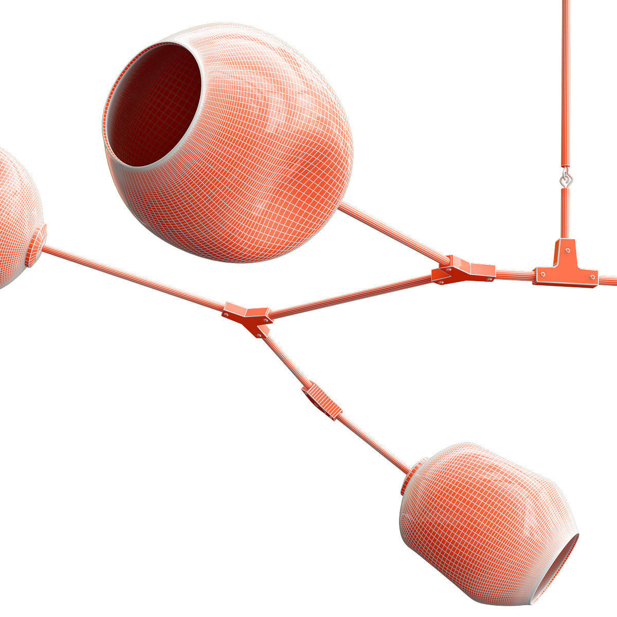 Branching bubble 5 lamps 3D model_3