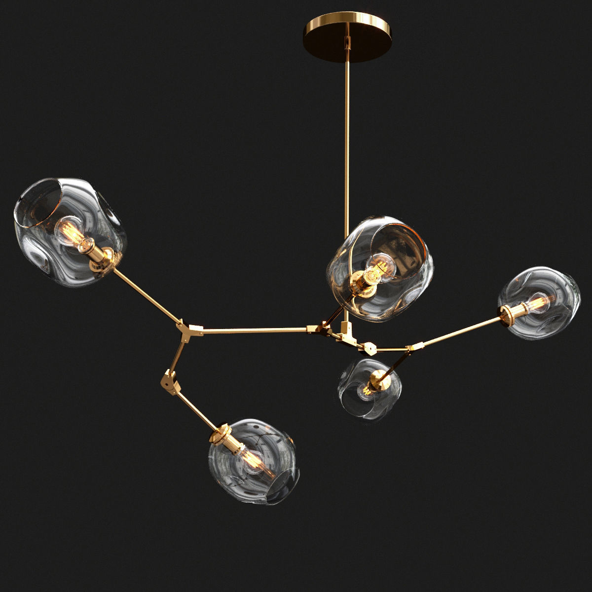 Branching bubble 5 lamps 3D model_1