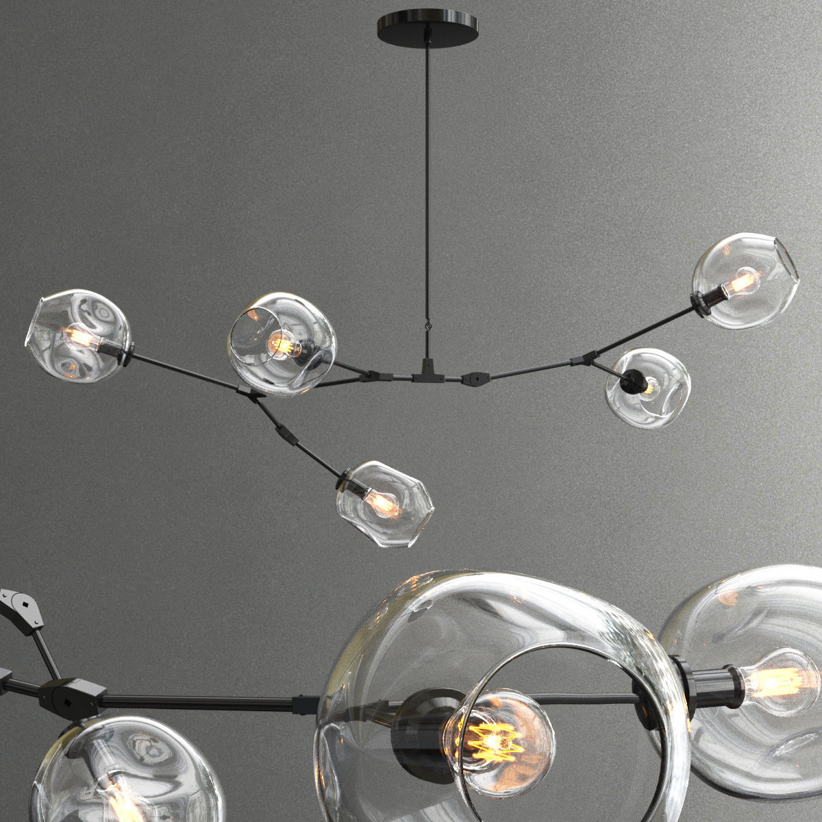 Branching bubble 5 lamps 3D model_2