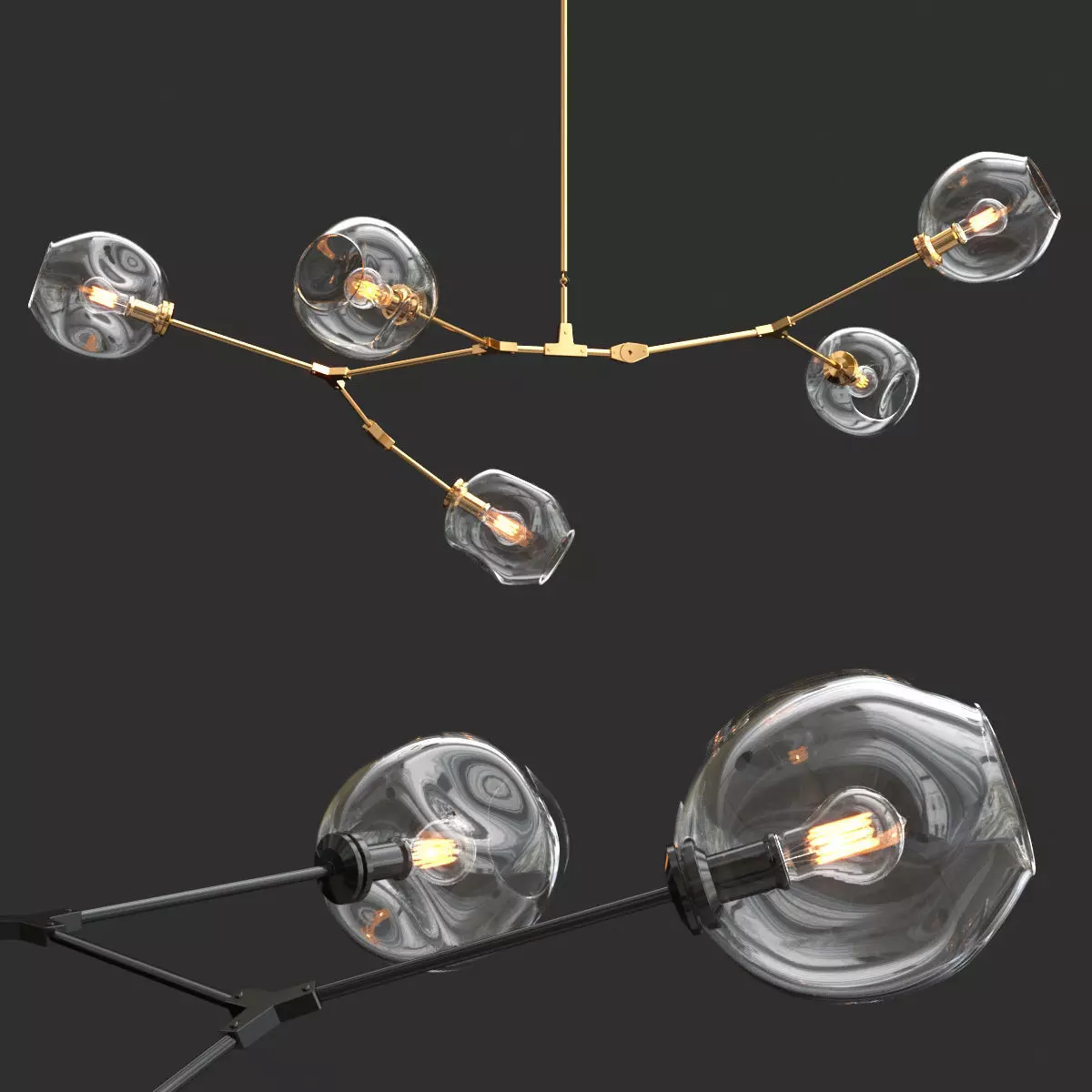 Branching bubble 5 lamps 3D model_0