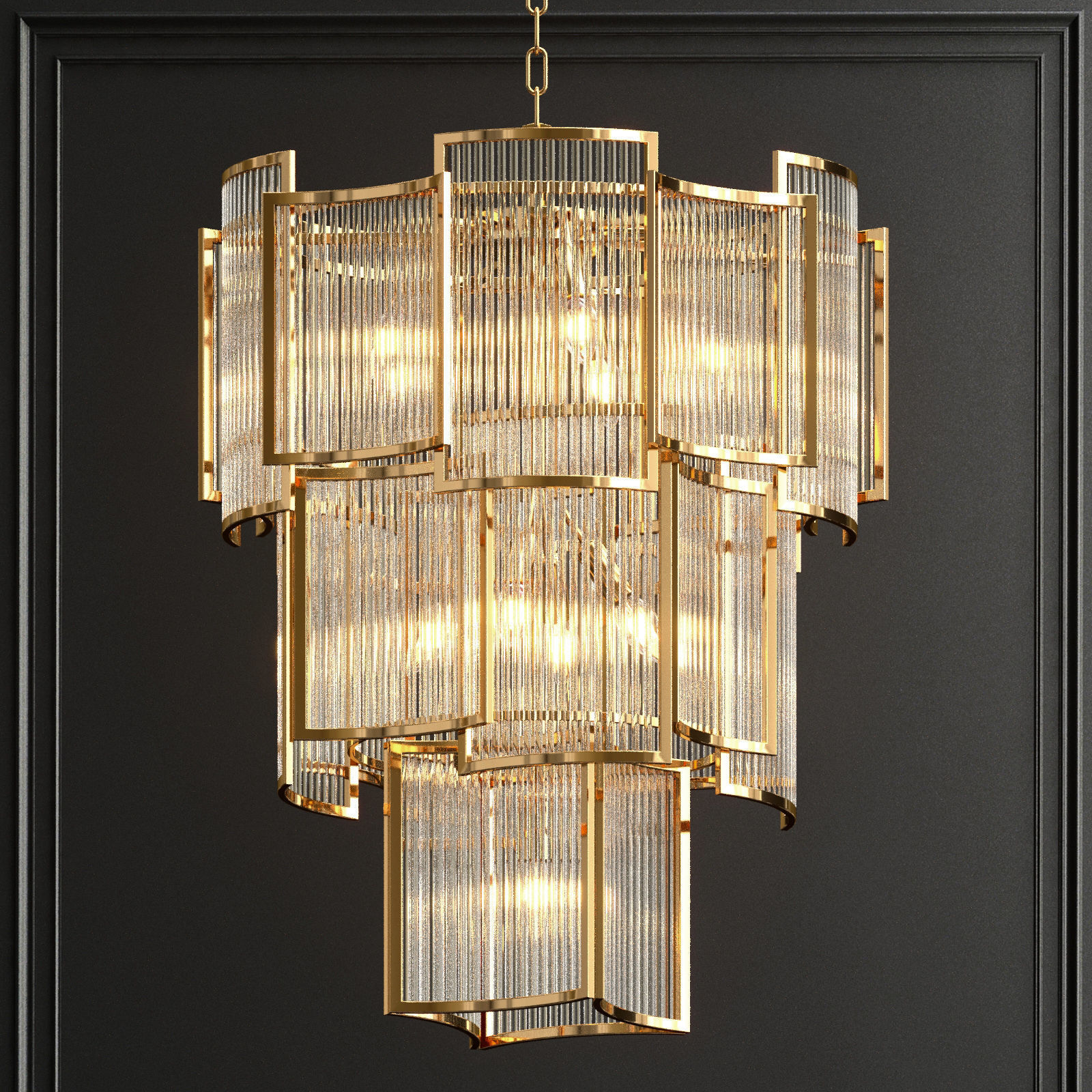 Collection of modern crystal chandeliers 3D model_1