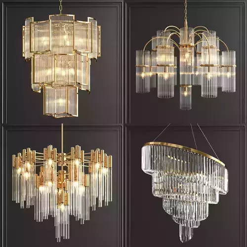 Collection of modern crystal chandeliers 3D model
