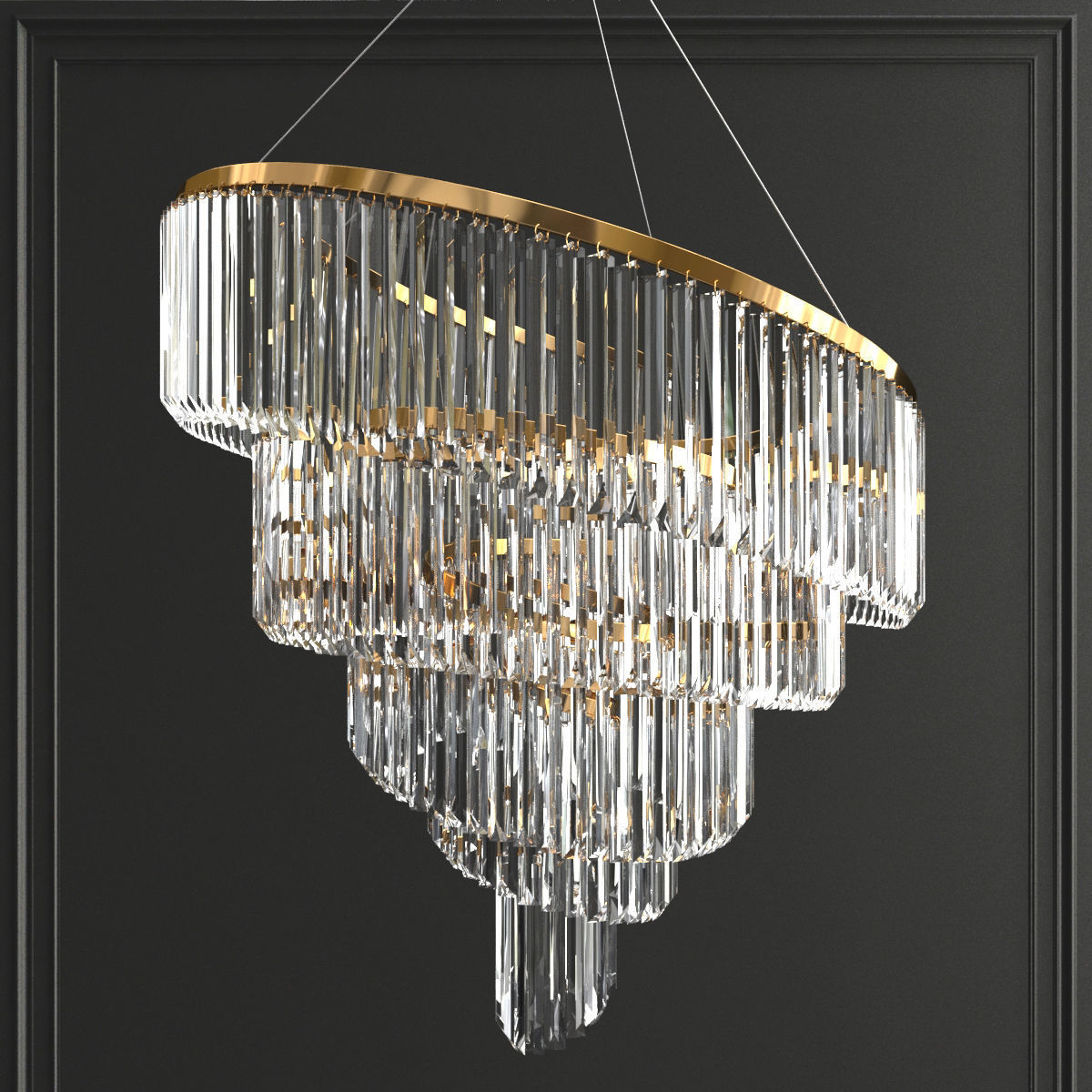 Collection of modern crystal chandeliers 3D model_3