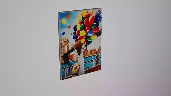 painting with balloons on wall