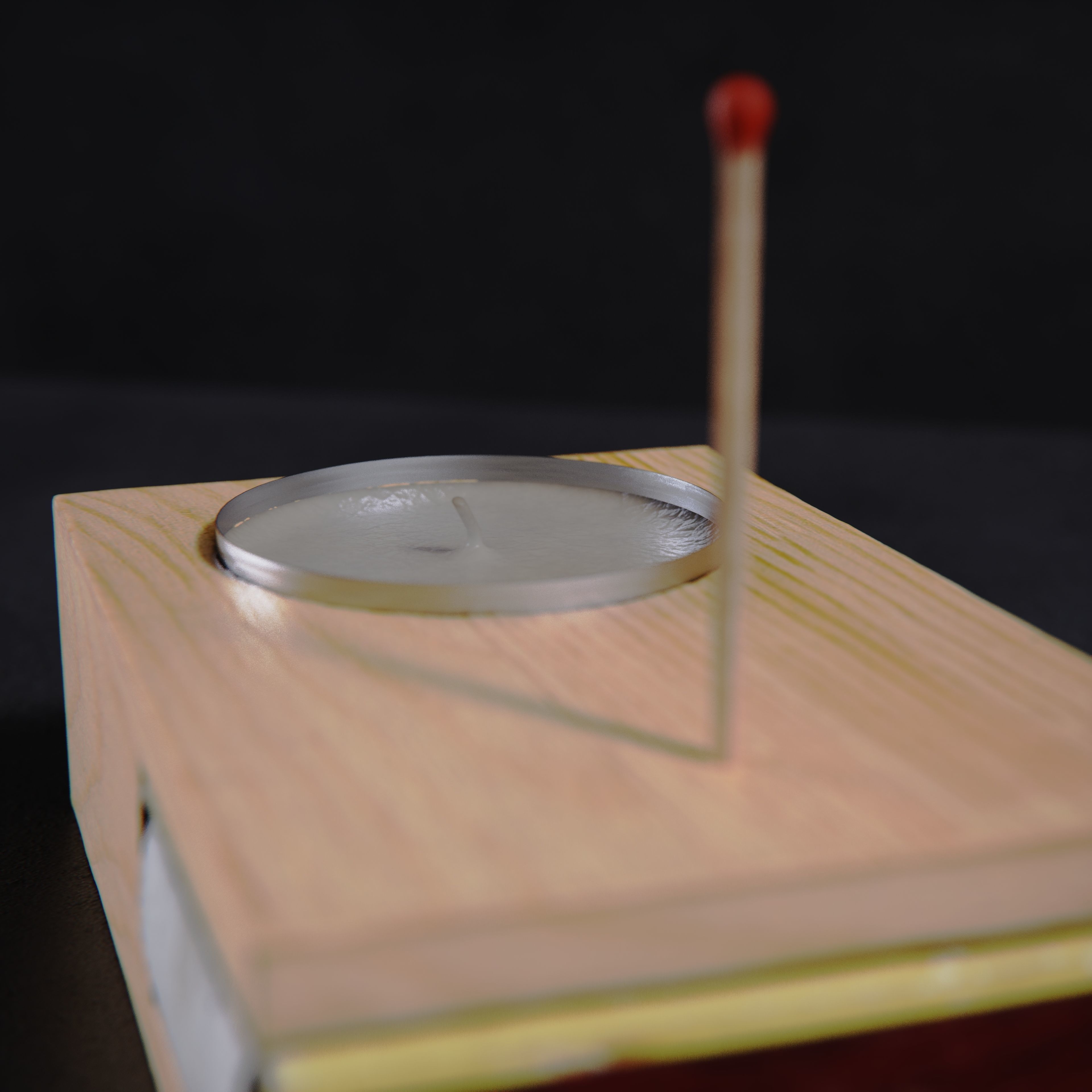 Wooden match candle holder 3D model_4