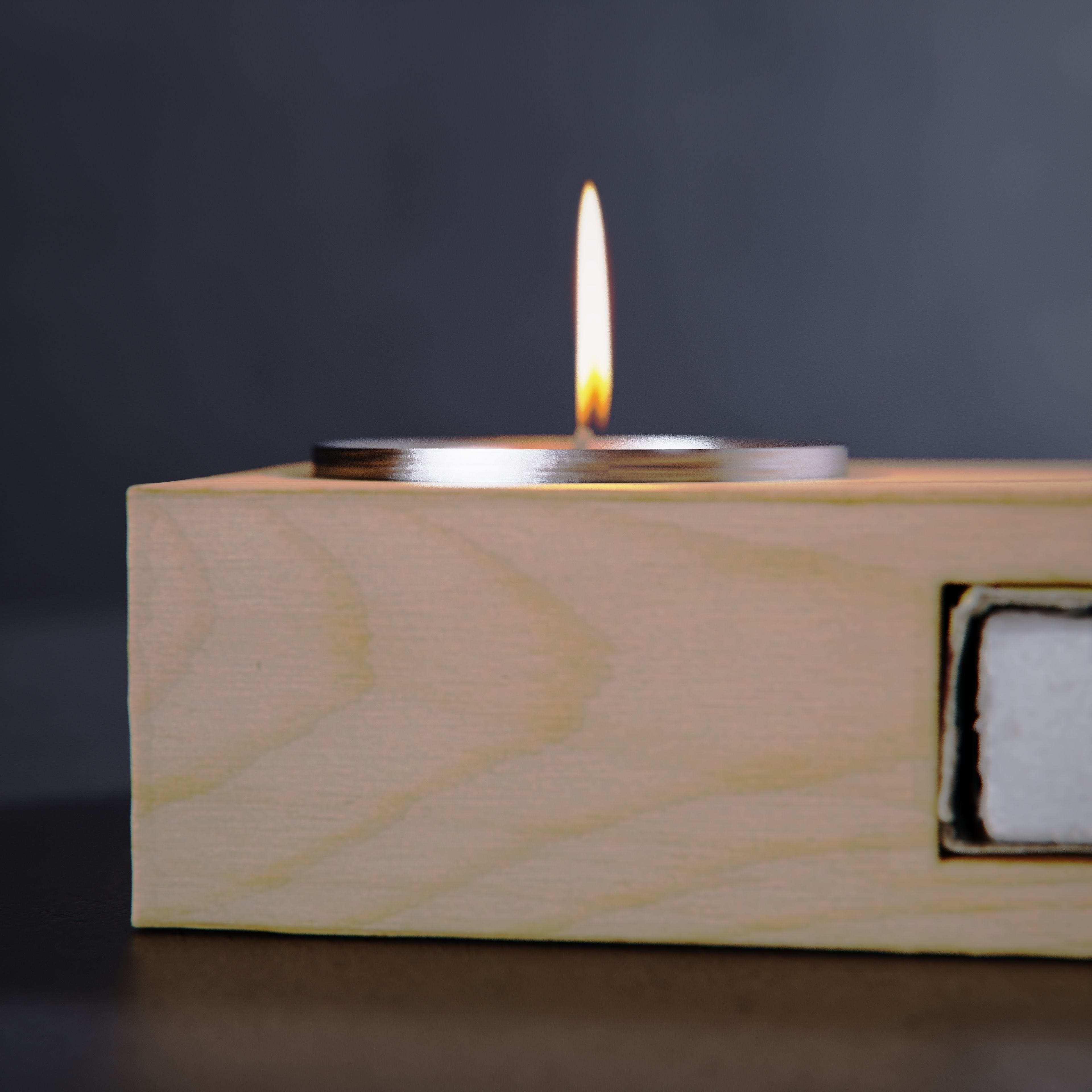 Wooden match candle holder 3D model_3