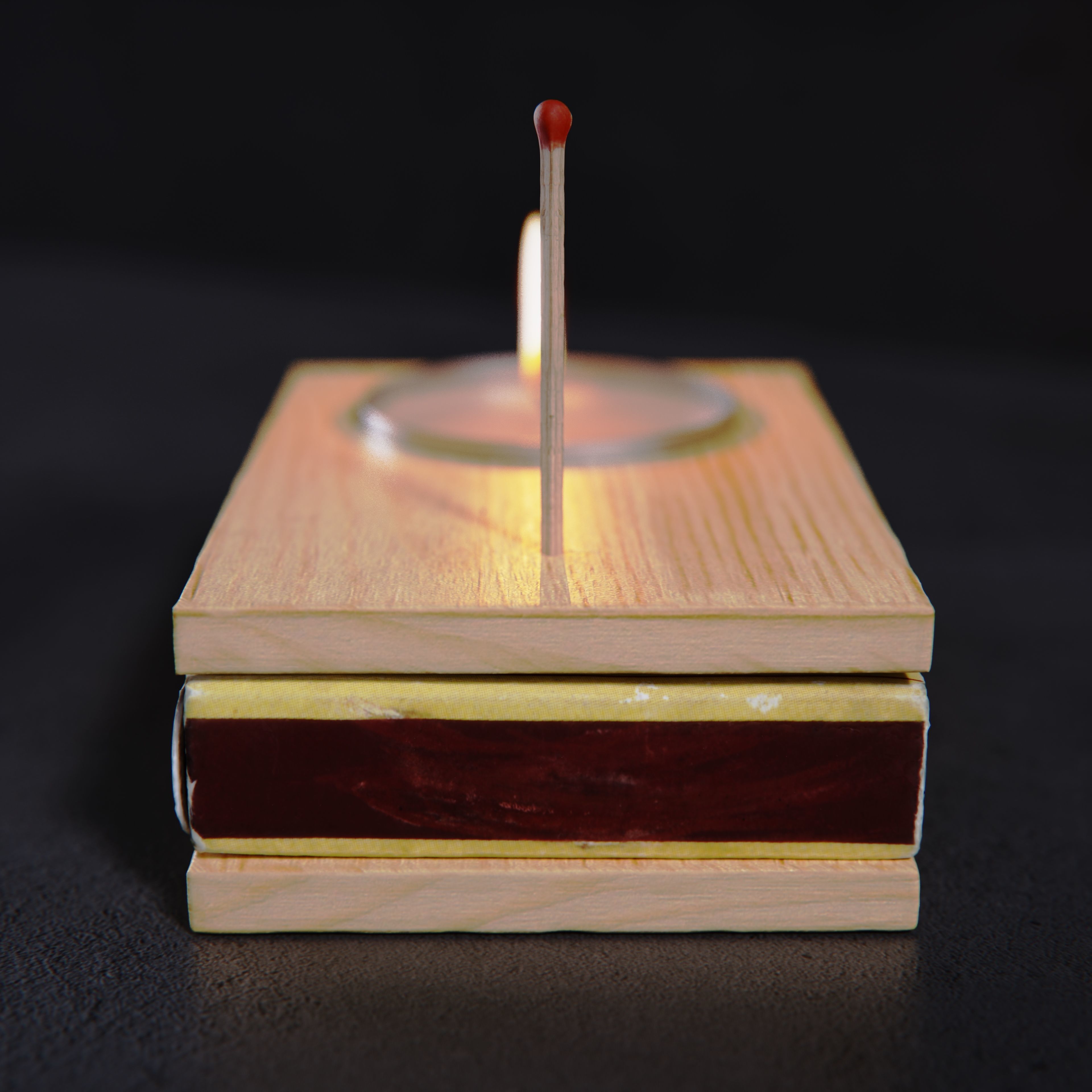 Wooden match candle holder 3D model_2