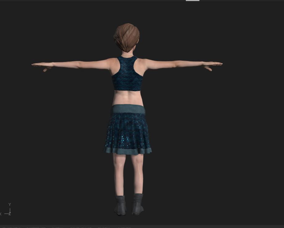 Character woman in skirt Low-poly 3D model_4