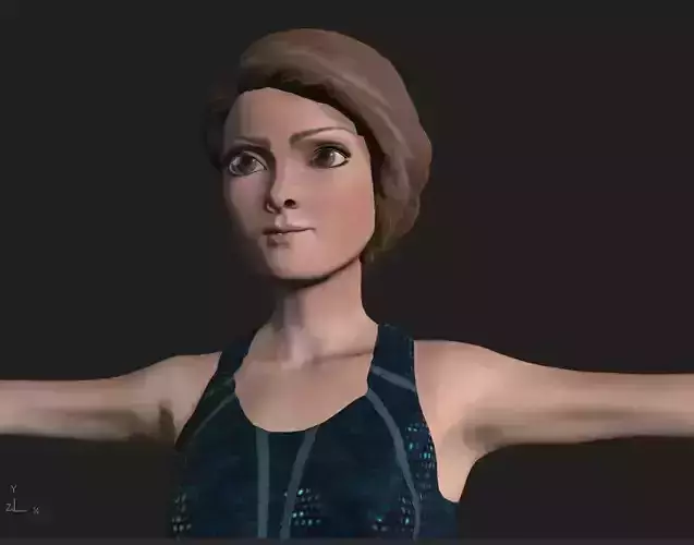 Character woman in skirt