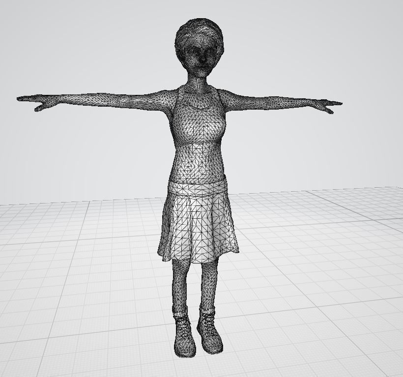 Character woman in skirt Low-poly 3D model_8