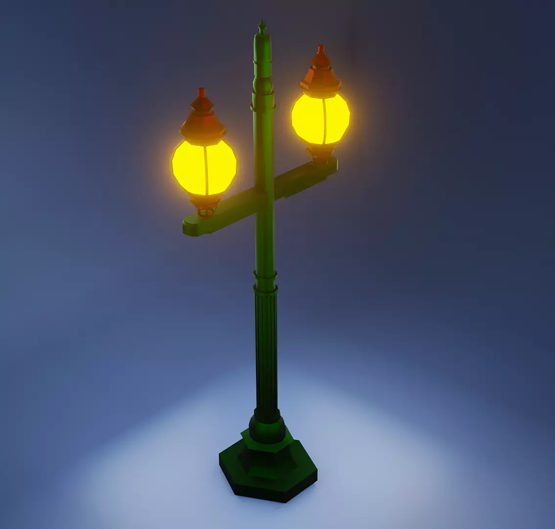 Low Poly Street Lamp 3D Model Free low-poly 3D model_0
