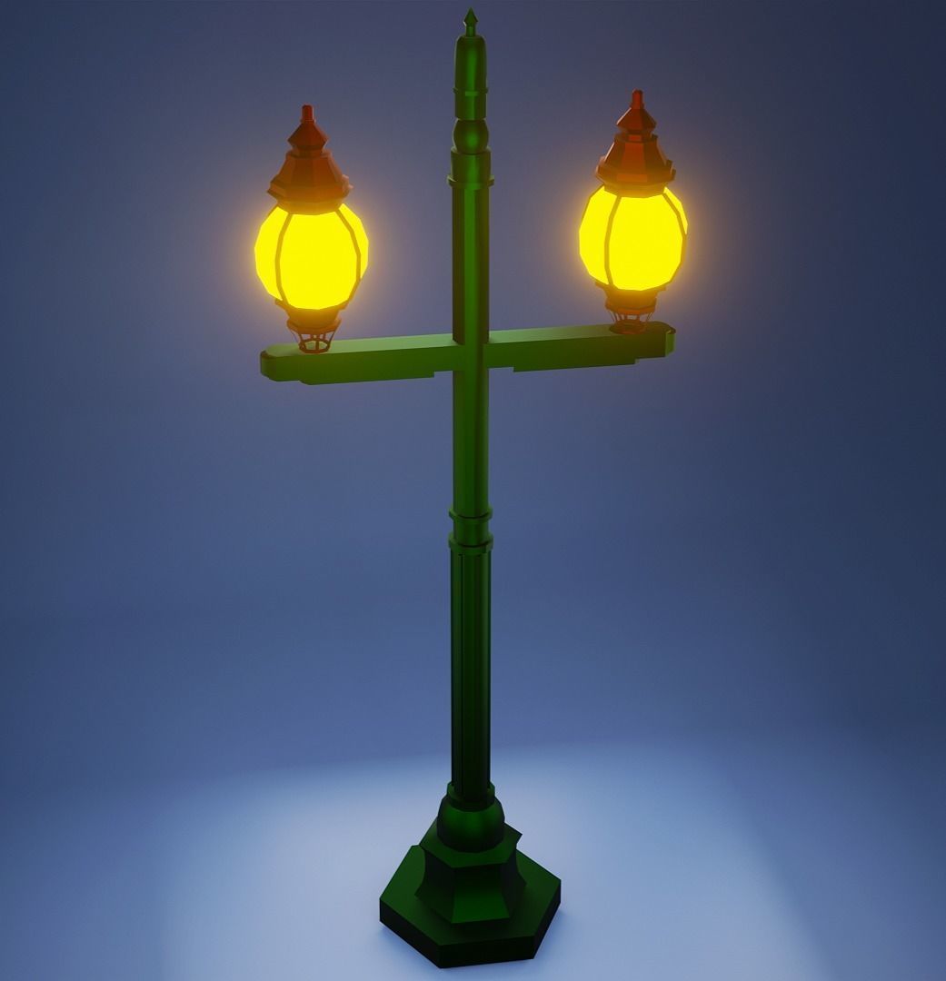 Low Poly Street Lamp 3D Model Free low-poly 3D model_2