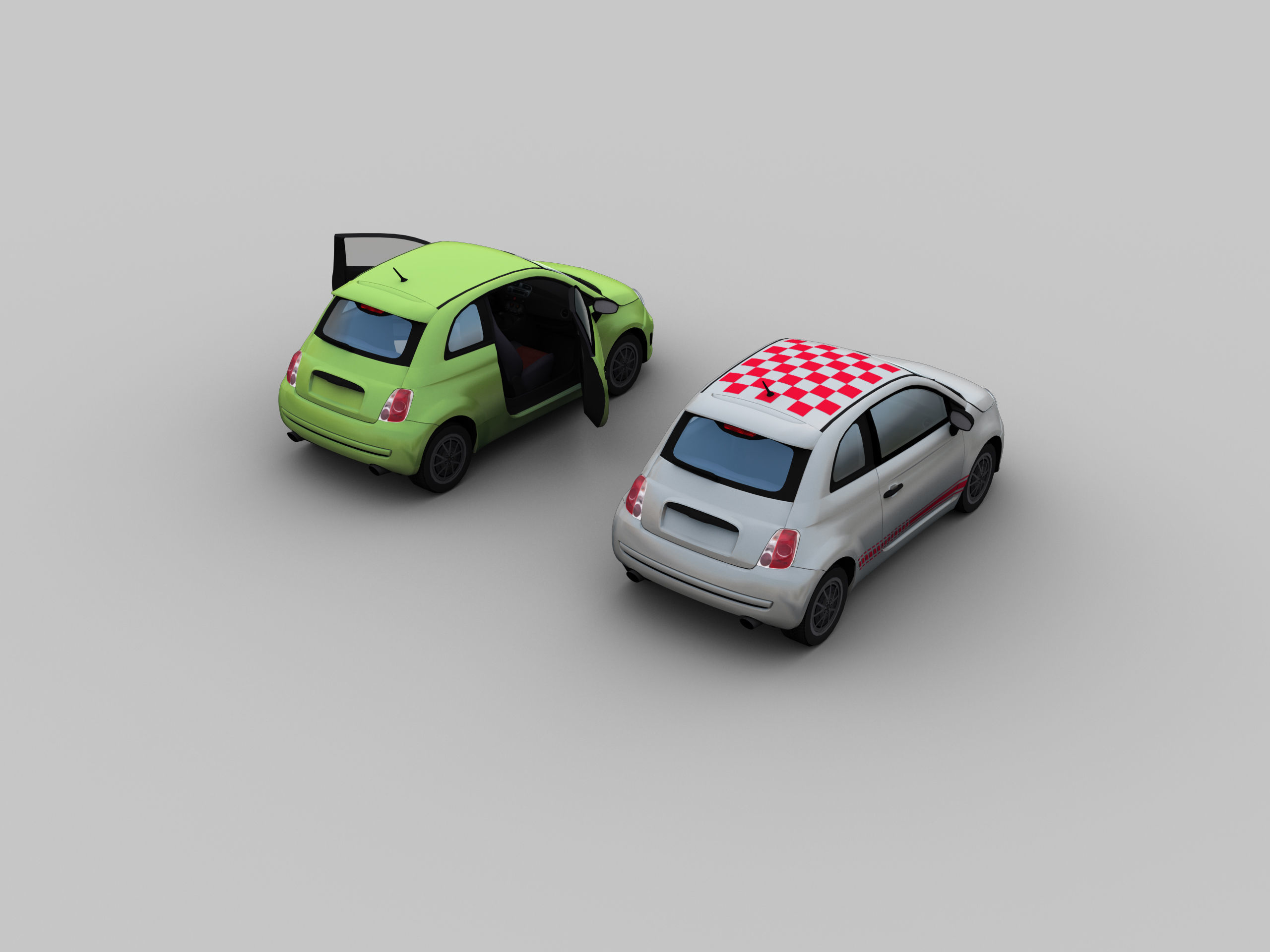 FIAT 500 Abarth Esseesse 2012 Low-poly 3D model_4