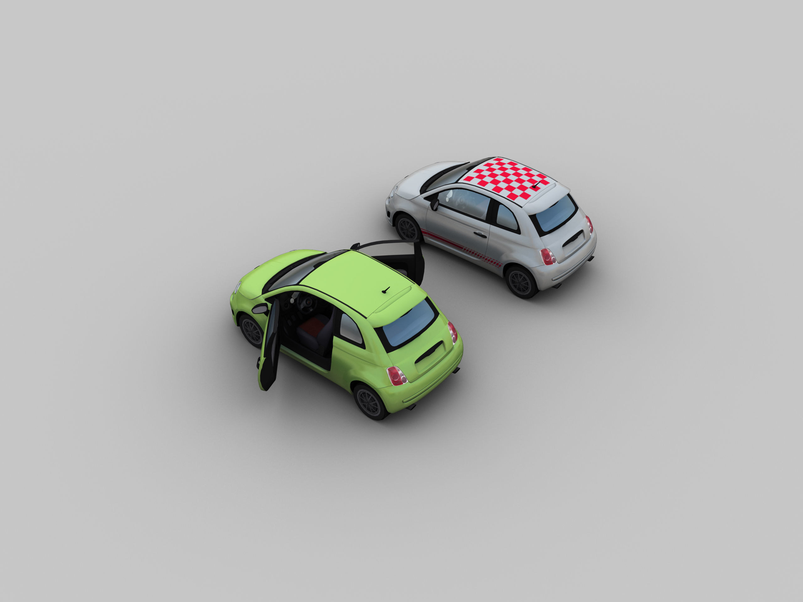 FIAT 500 Abarth Esseesse 2012 Low-poly 3D model_1