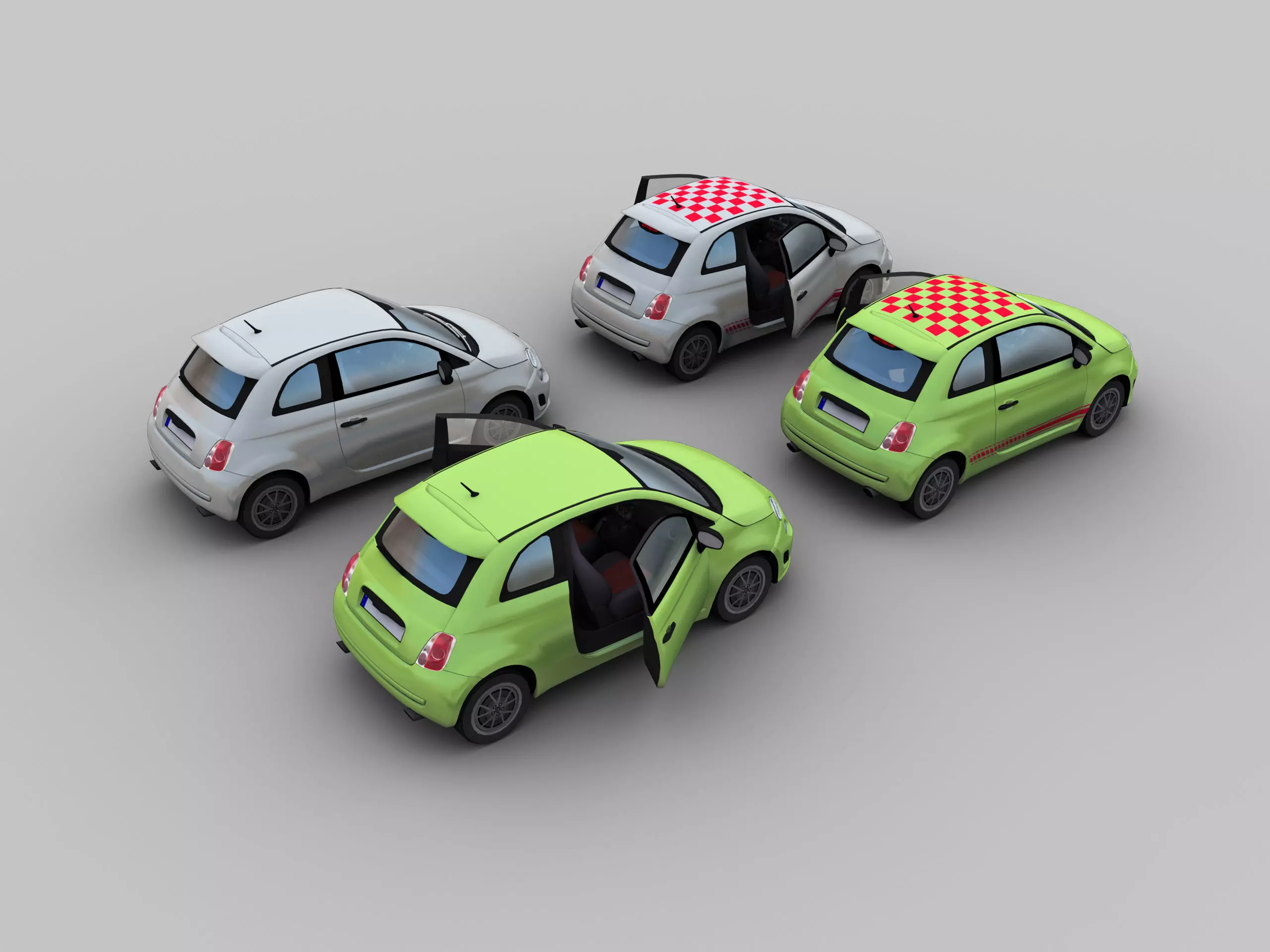FIAT 500 Abarth Esseesse 2012 Low-poly 3D model_0