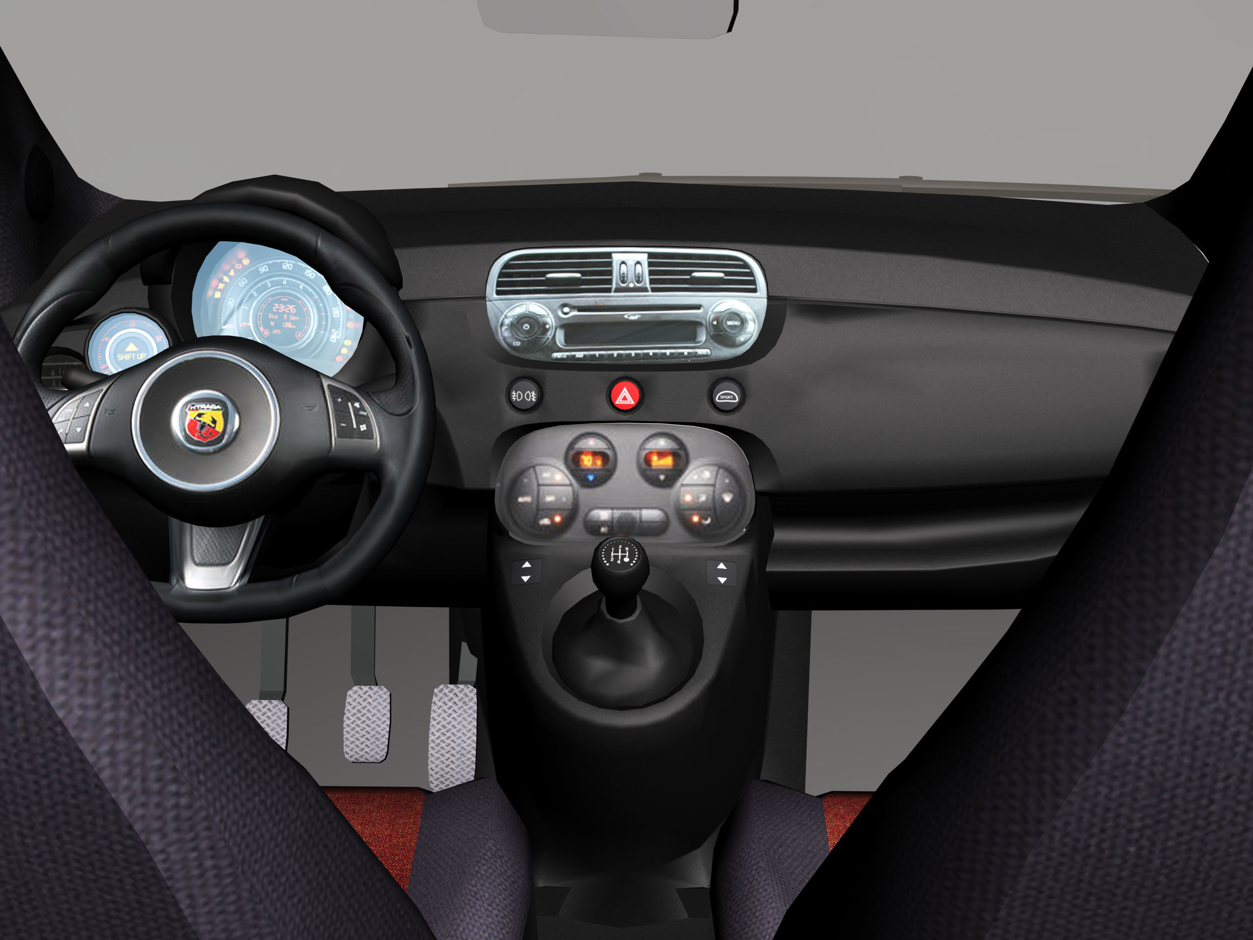 FIAT 500 Abarth Esseesse 2012 Low-poly 3D model_5