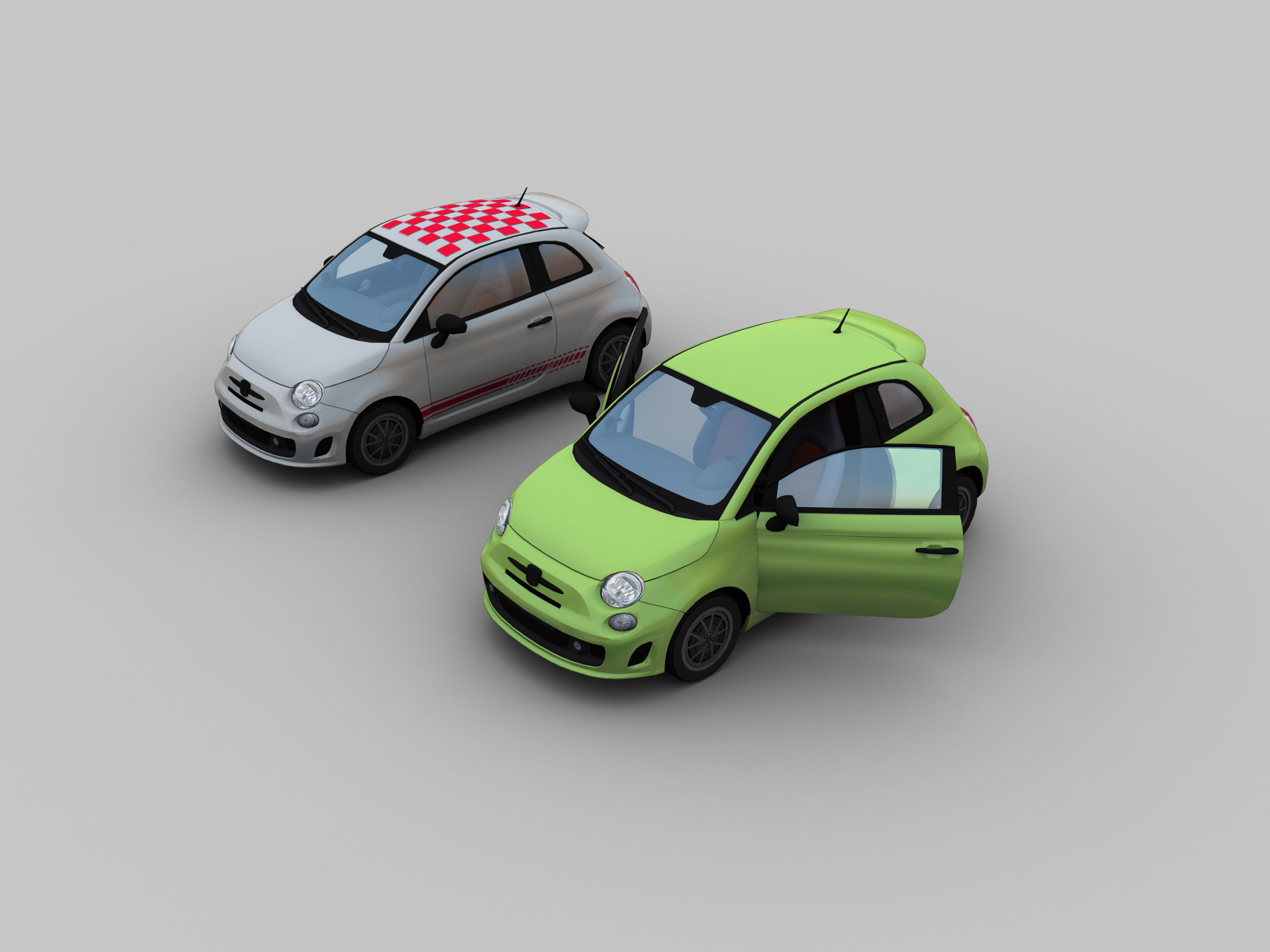 FIAT 500 Abarth Esseesse 2012 Low-poly 3D model_6