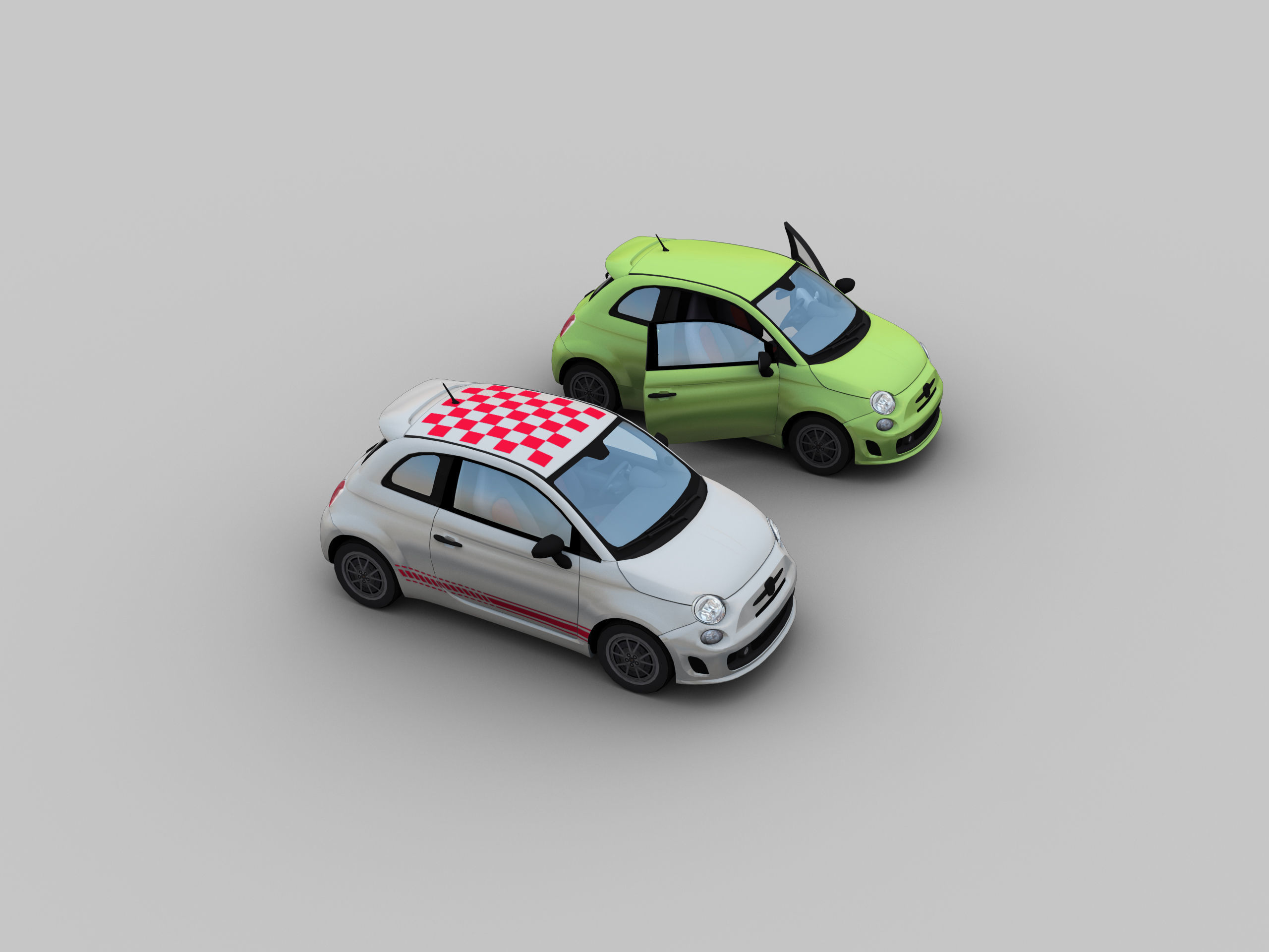 FIAT 500 Abarth Esseesse 2012 Low-poly 3D model_3