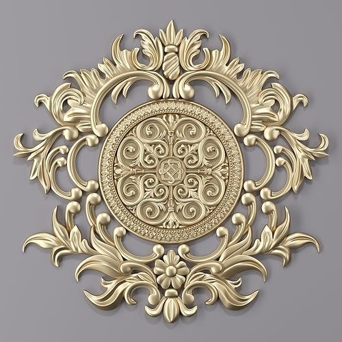 Ornament 1 ornate gold medallion 3D model