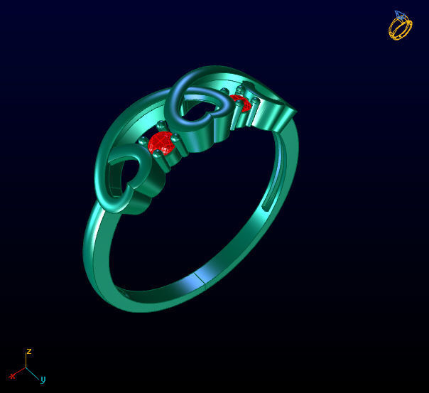 Heart RINGS 3D print model_3