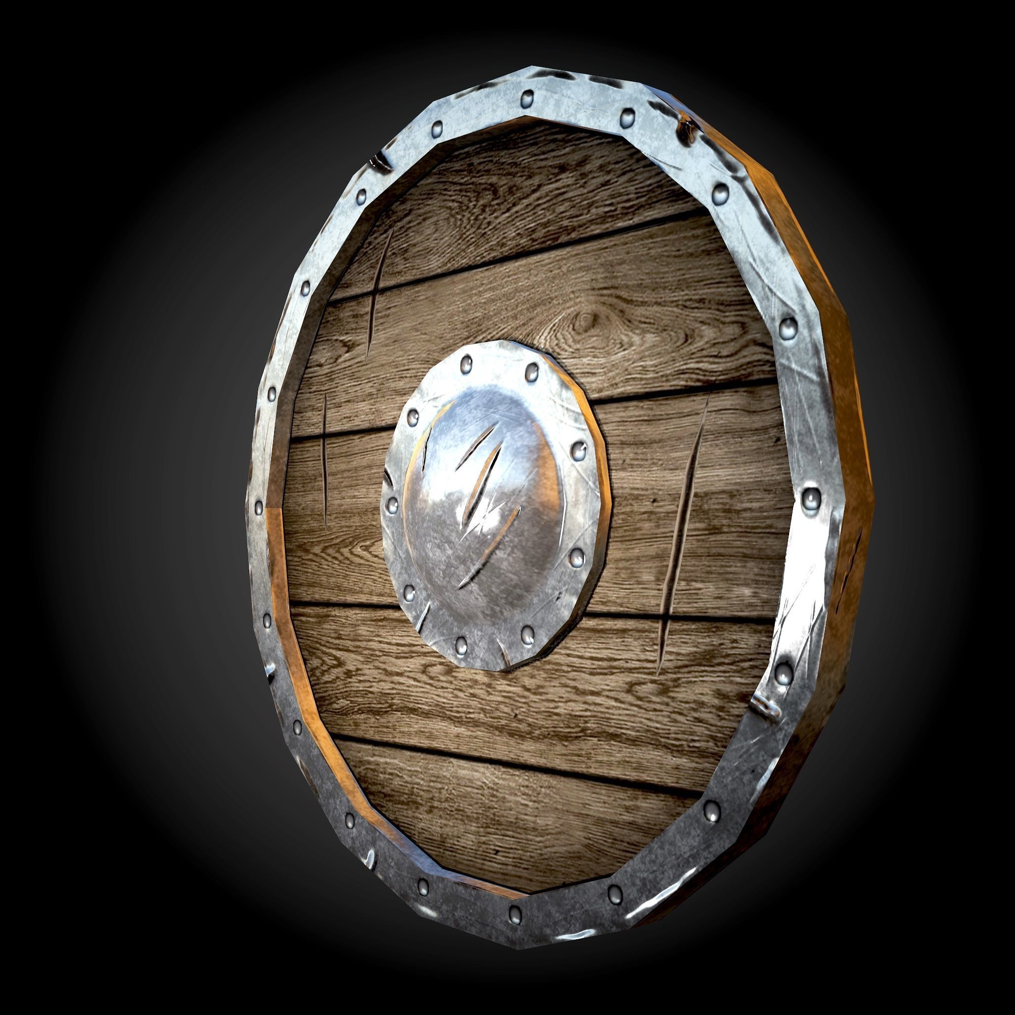 Viking shield Low-poly 3D model_3