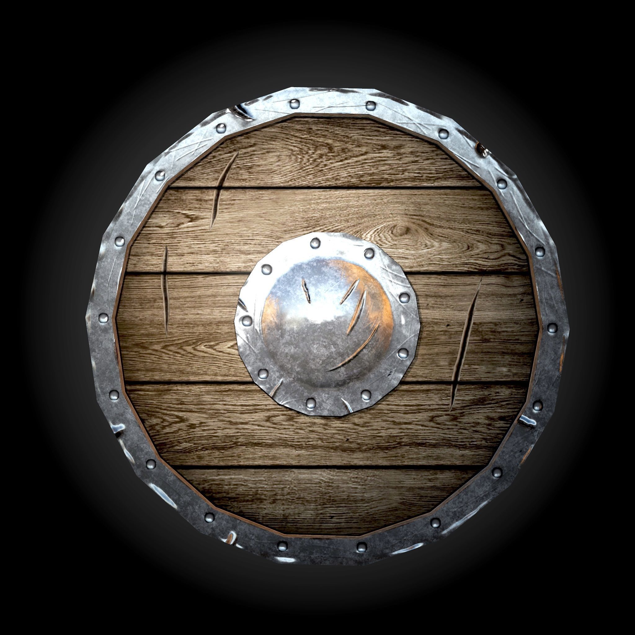 Viking shield Low-poly 3D model_2