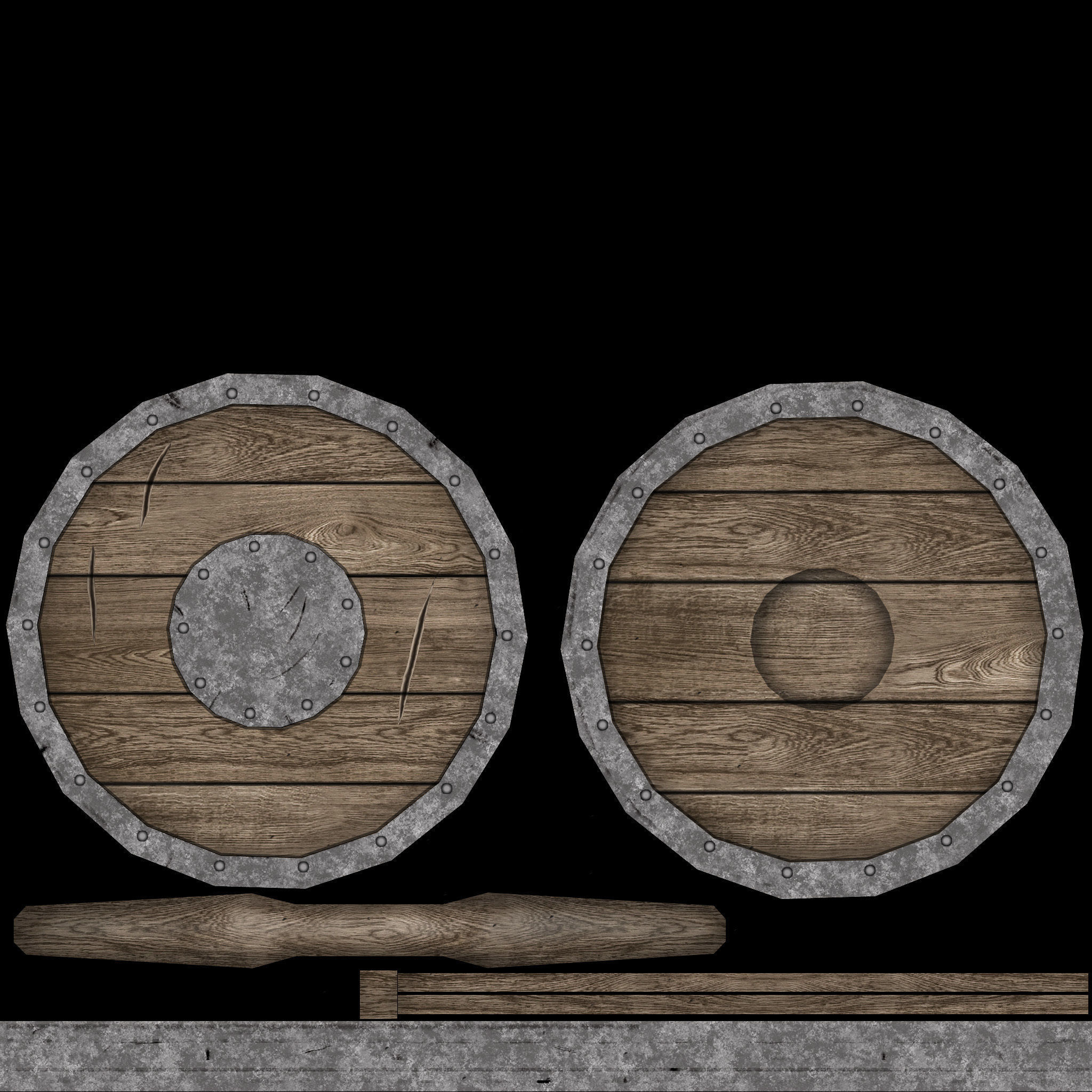 Viking shield Low-poly 3D model_8
