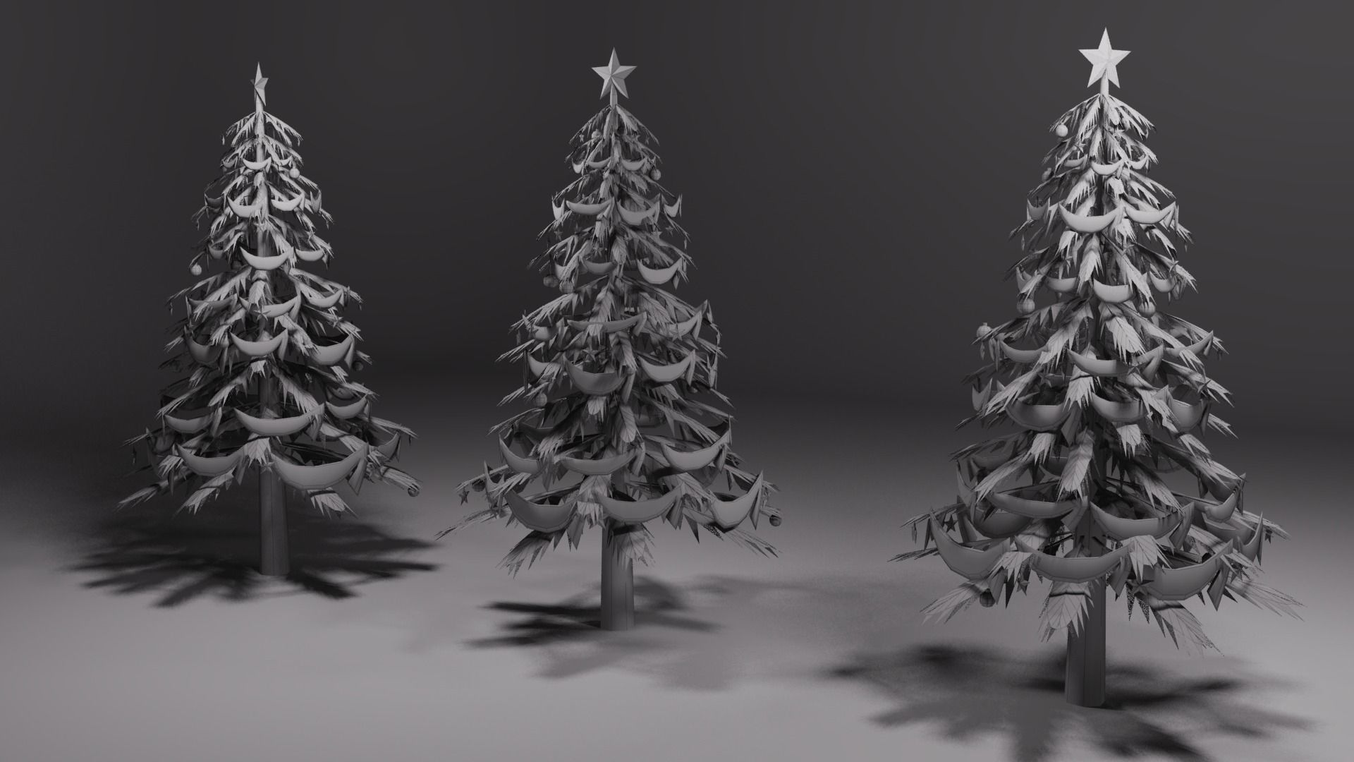 Christmas trees Low-poly 3D model_5