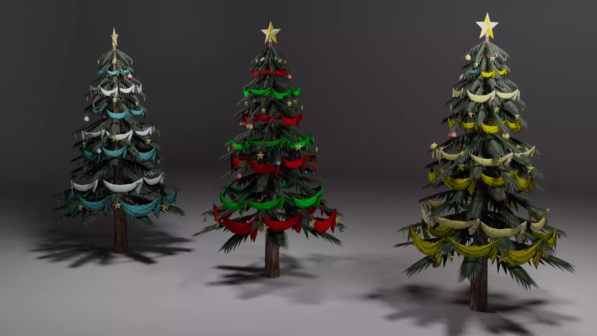 Christmas trees Low-poly 3D model_0