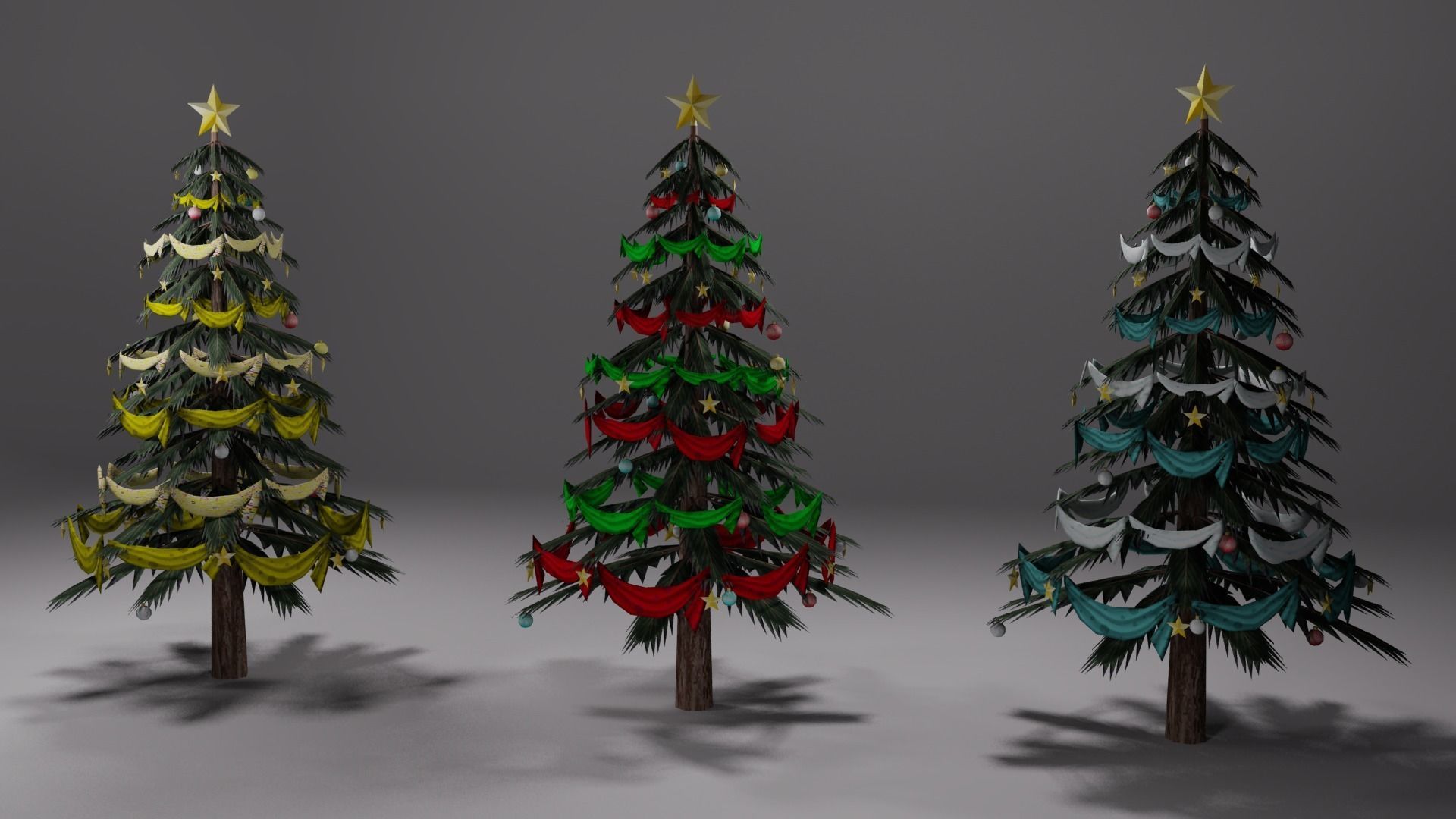Christmas trees Low-poly 3D model_6