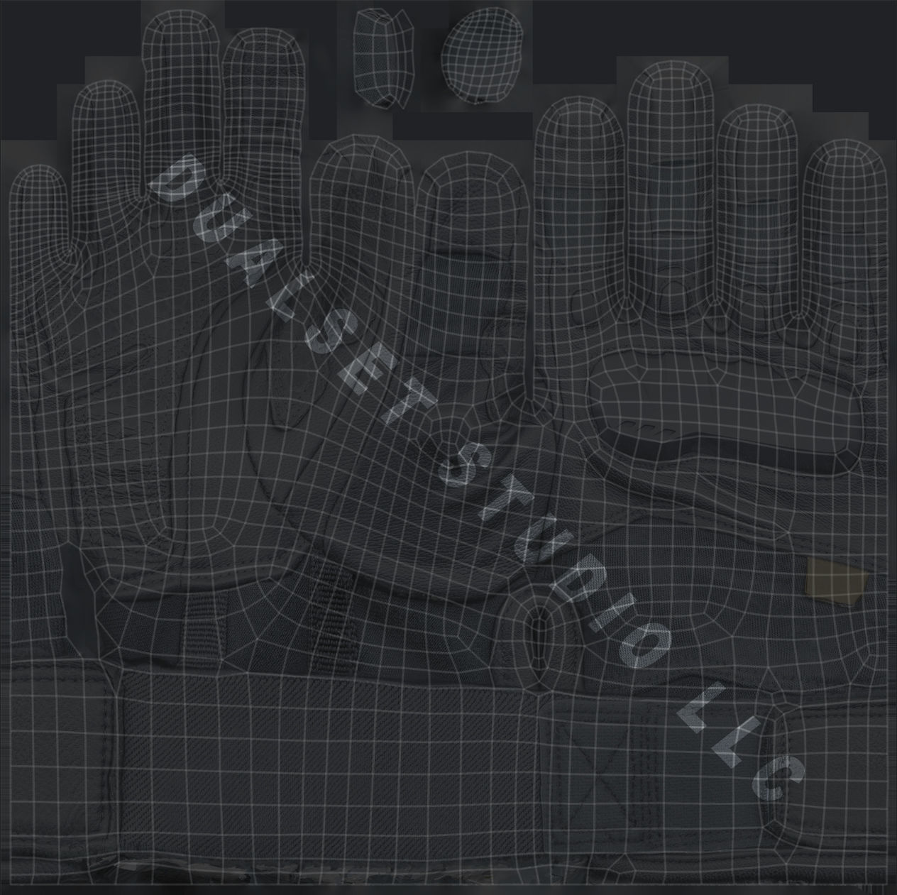 Tactical Gloves 011  Low-poly 3D model_11