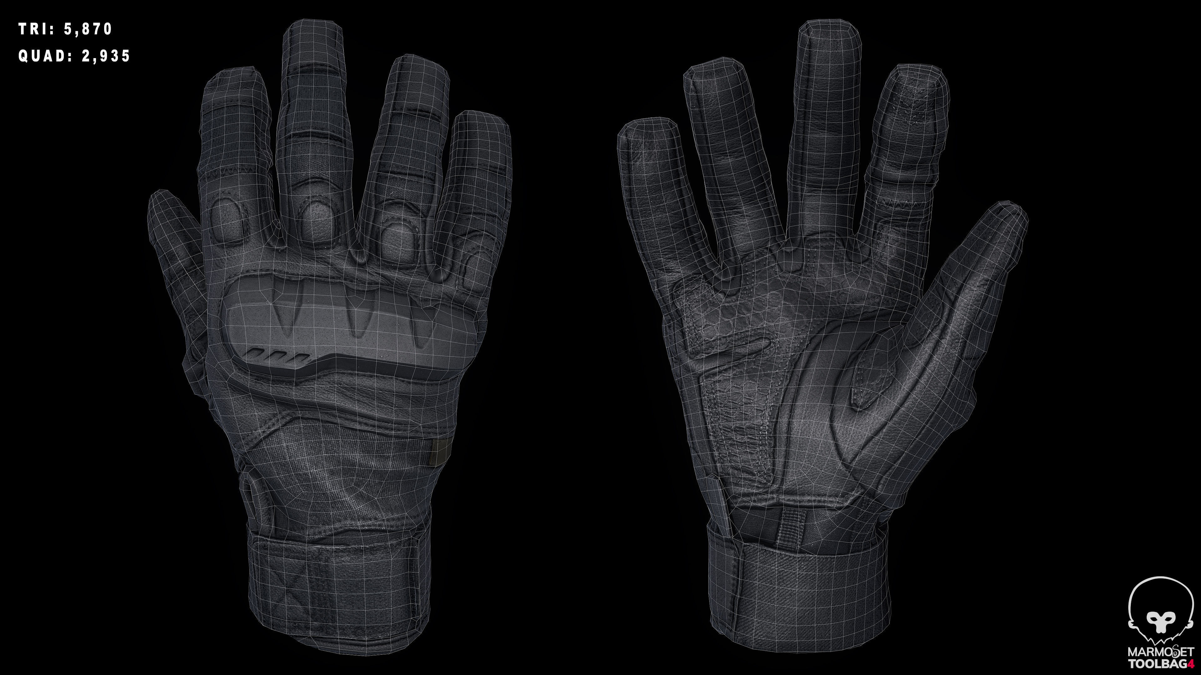 Tactical Gloves 011  Low-poly 3D model_6