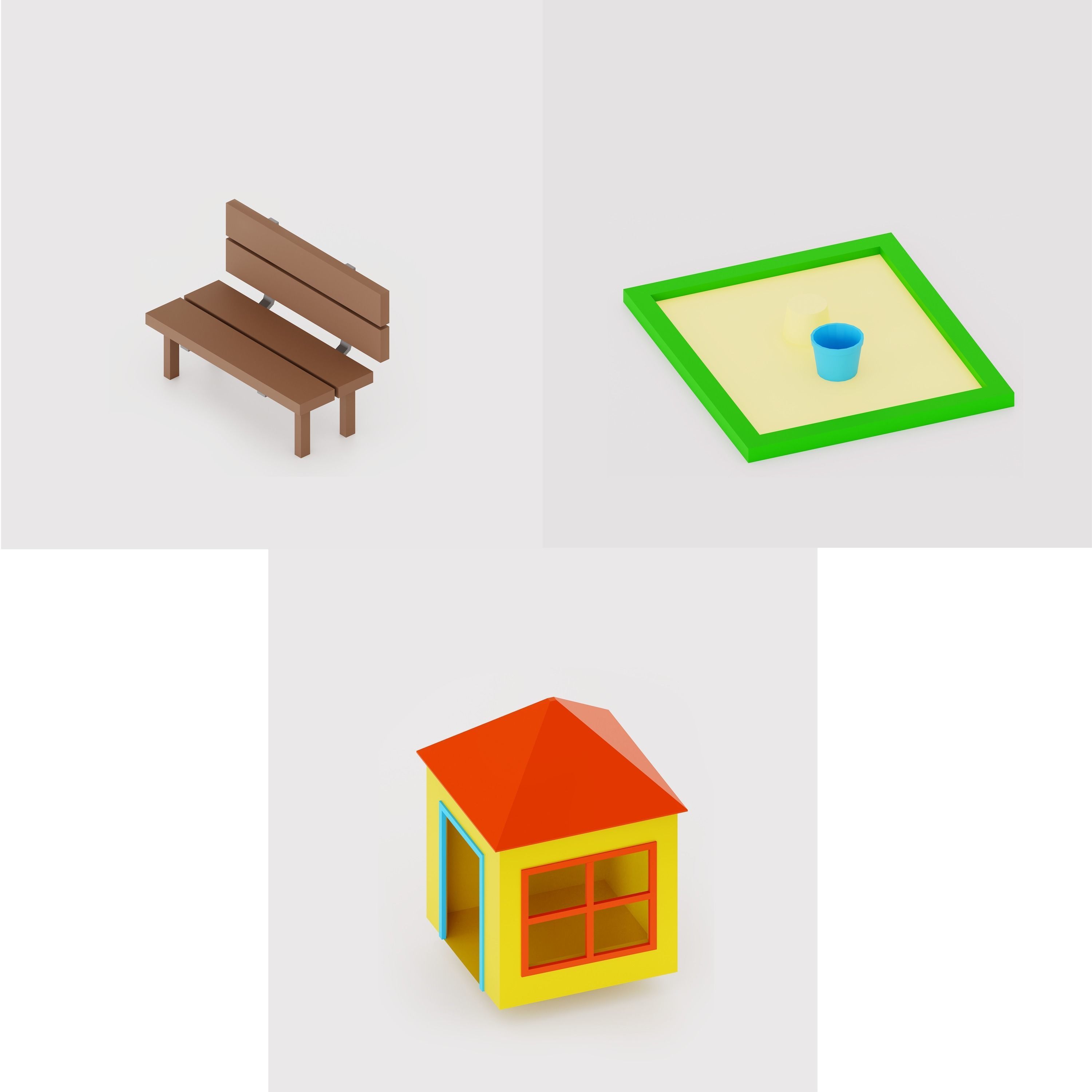 3D Isometric Playground Low-poly 3D model_9