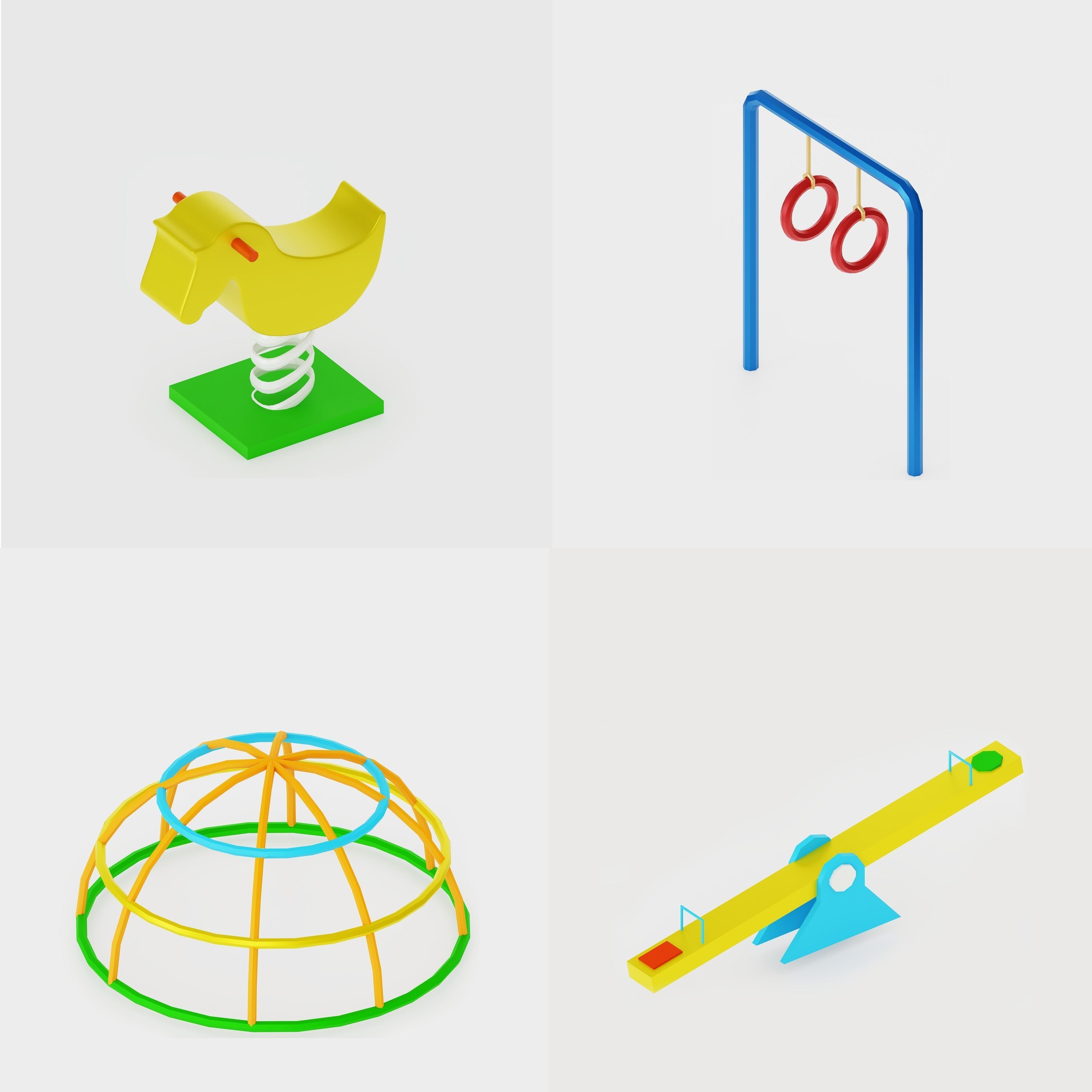 3D Isometric Playground Low-poly 3D model_6