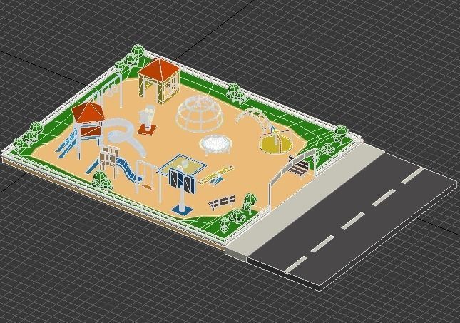 3D Isometric Playground Low-poly 3D model_5