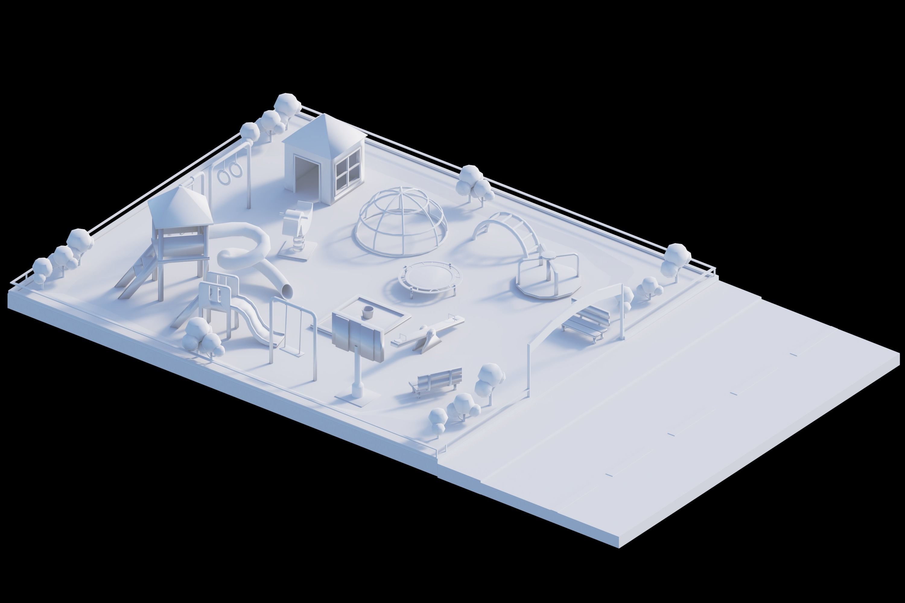 3D Isometric Playground Low-poly 3D model_2