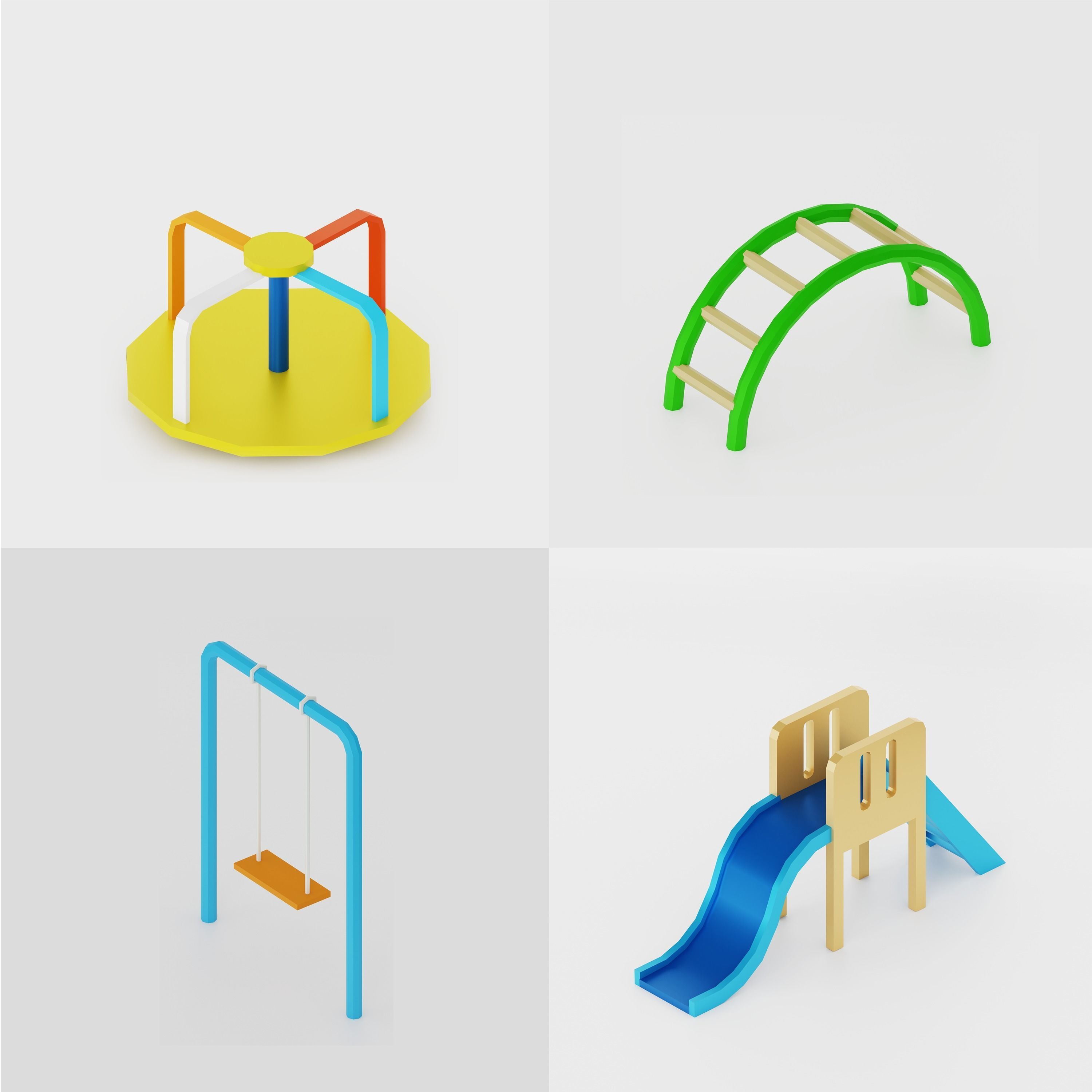 3D Isometric Playground Low-poly 3D model_7