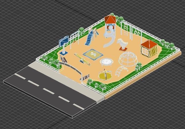 3D Isometric Playground Low-poly 3D model_4