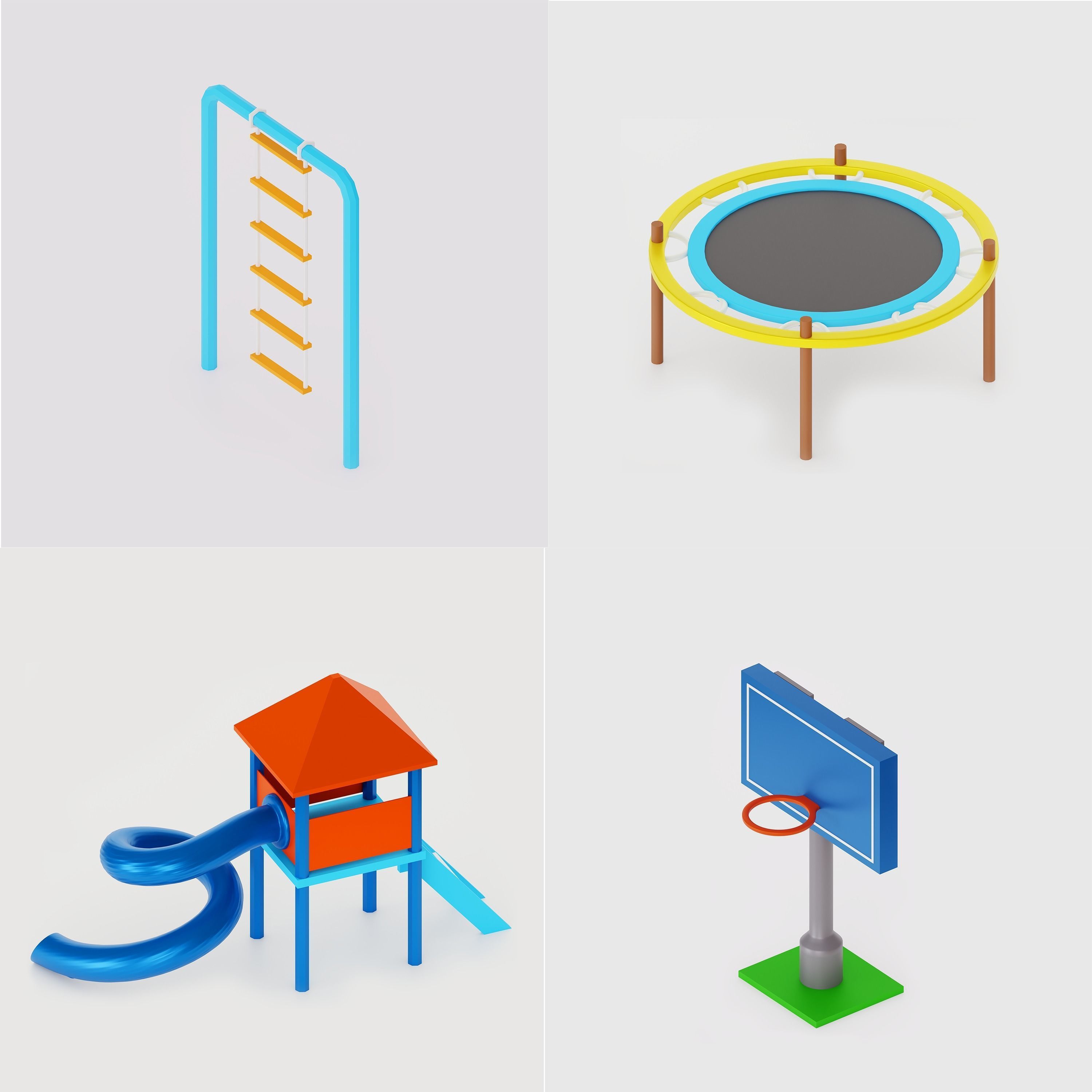 3D Isometric Playground Low-poly 3D model_8