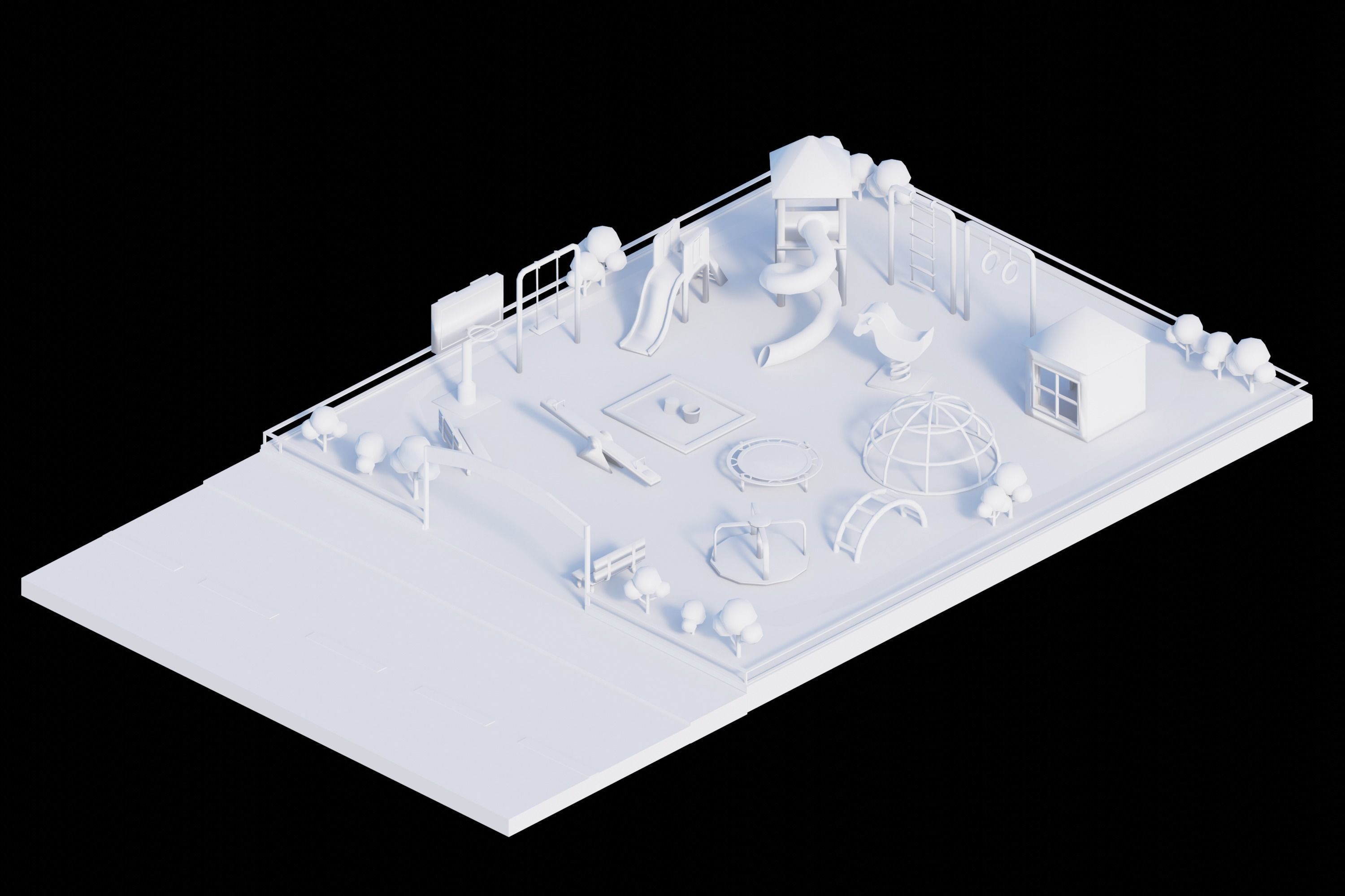 3D Isometric Playground Low-poly 3D model_3
