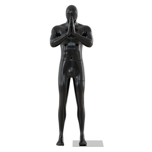 Black male mannequin presses palms 64 3D model
