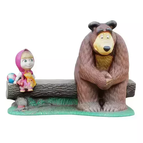 Sculpture Of The Characters Masha And The Bear 