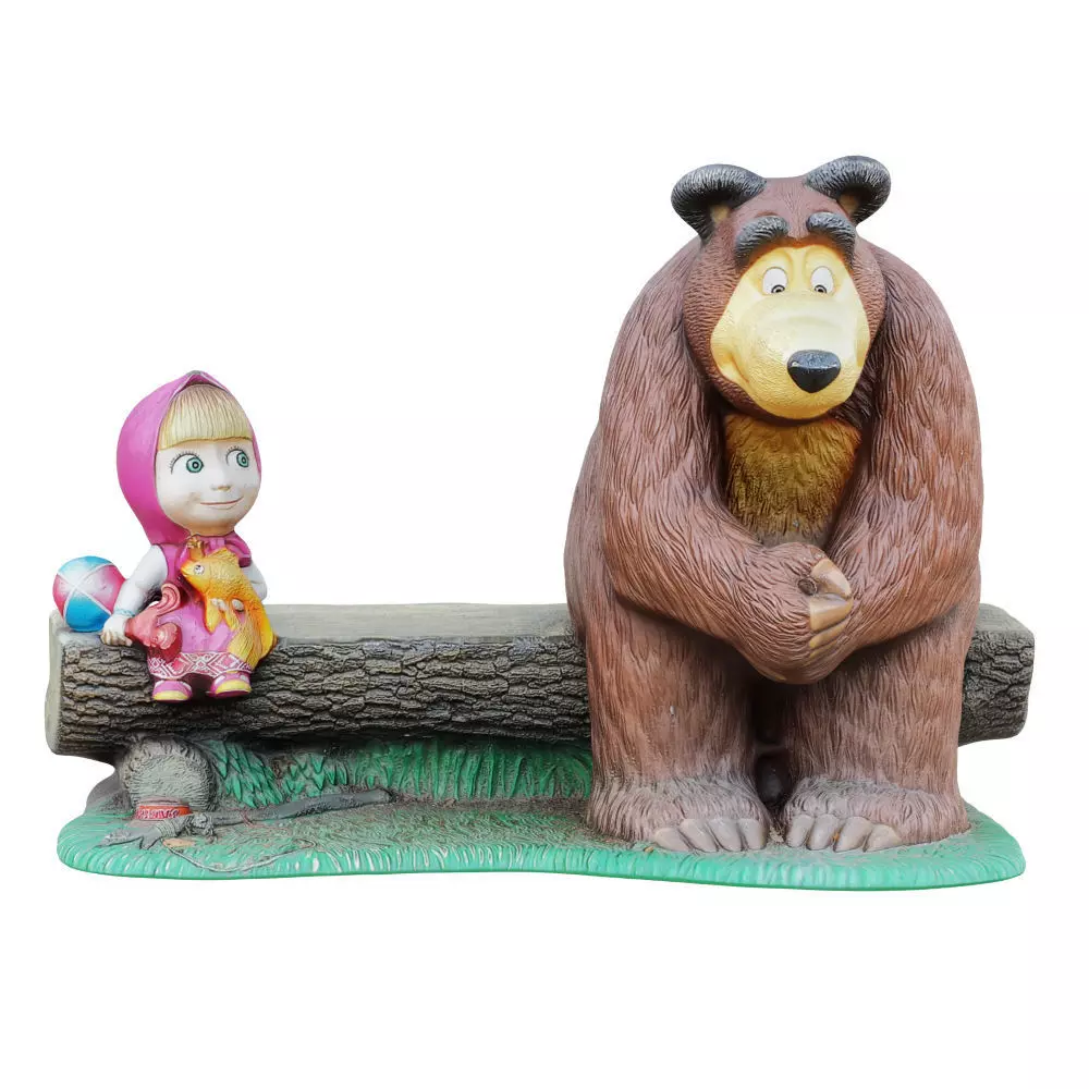 Sculpture Of The Characters Masha And The Bear  3D model_0