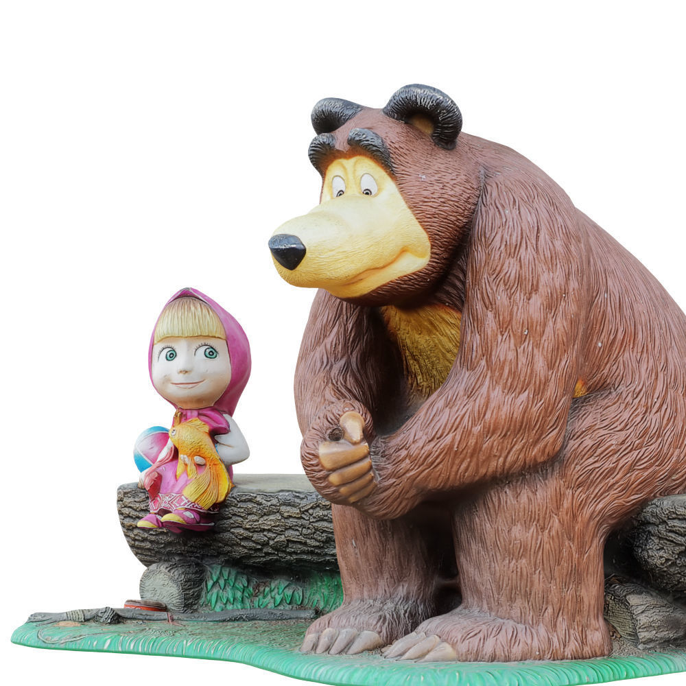 Sculpture Of The Characters Masha And The Bear  3D model_4