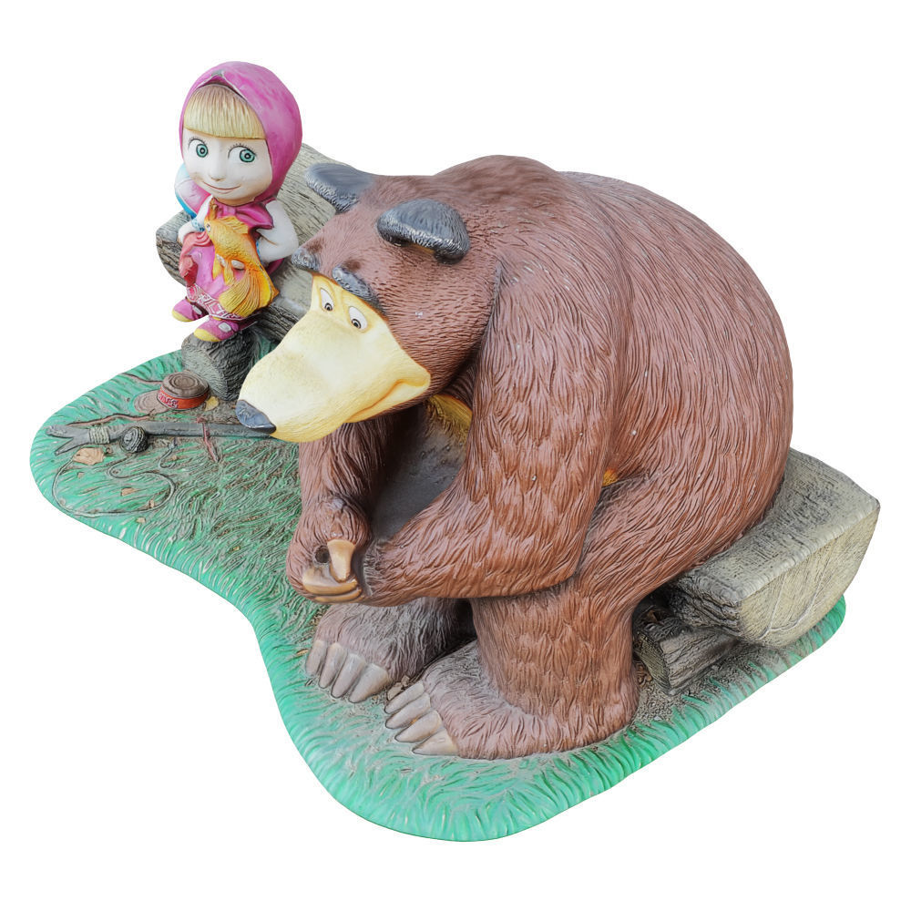 Sculpture Of The Characters Masha And The Bear  3D model_2