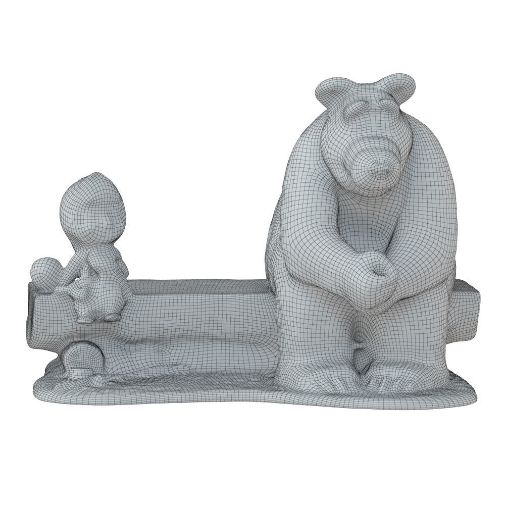 Sculpture Of The Characters Masha And The Bear  3D model_6