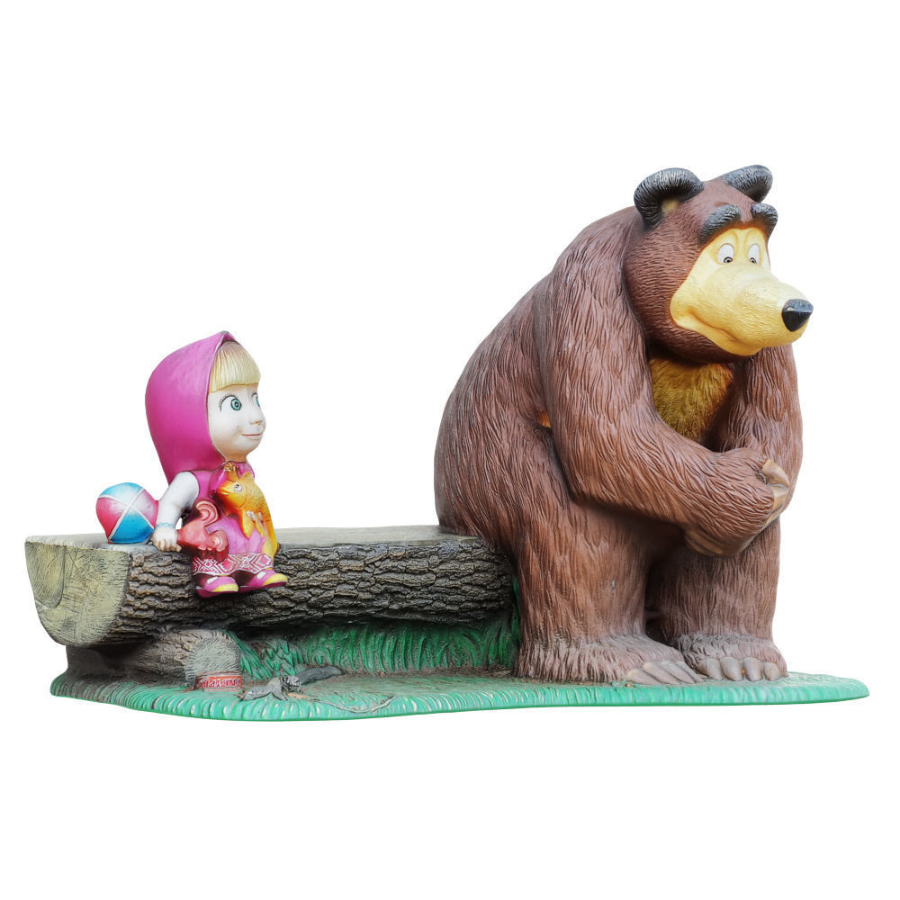 Sculpture Of The Characters Masha And The Bear  3D model_1